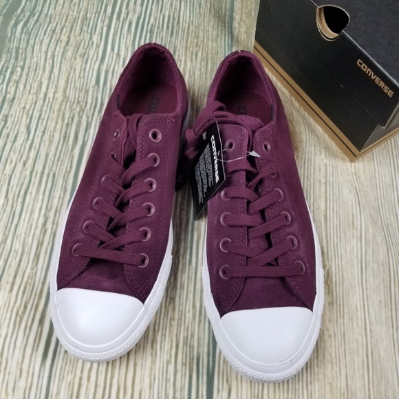 New CONVERSE red plush suede OX lace up sneakers - Picture 2 of 8